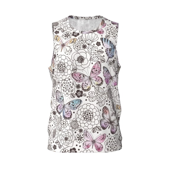 Easygdp Skulls and Flowers Men's Mesh Basketball Jersey Quick Drying Sleeveless Shirts Fitted Muscle Tank Tops Sport Round Neck T-Shirt - 4X-Large