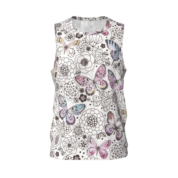 Easygdp Skulls and Flowers Men's Mesh Basketball Jersey Quick Drying Sleeveless Shirts Fitted Muscle Tank Tops Sport Round Neck T-Shirt - Medium