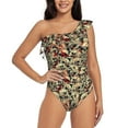 thumbnail image 1 of Easygdp Skulls1 Women's One Shoulder Ruffle Monokini Bathing Suits with Removable Chest Pad, Quick Drying - Medium, 1 of 8