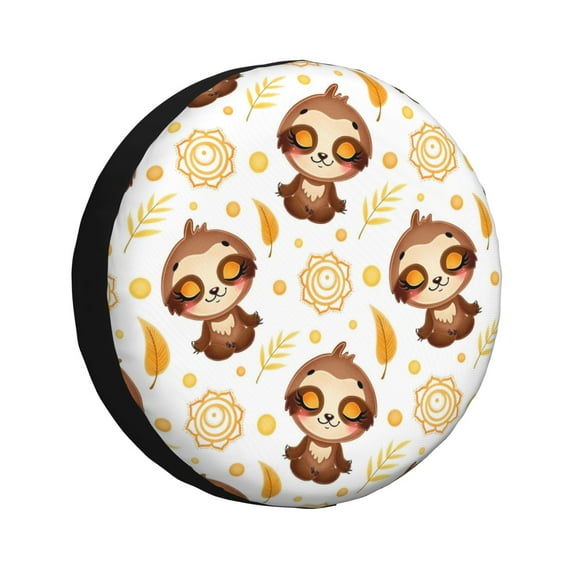 Easygdp Sloth Yoga Automobile Tire Dust Cover, 14-17in Spare Tire Cover Universal Fit for Trailer, Car, Truck, SUV, Jeep - 14 inch