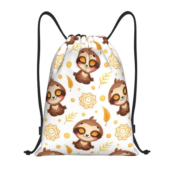 Easygdp Sloth Yoga Drawstring Backpack, Beach Sackpack, Travel Sackpack Lightweight for Sports, Gym, Travel, Swimming - Small
