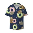 thumbnail image 1 of Easygdp Sloth with Donuts Men's Casual Short-sleeved Shirt with Pocket and Button Suitable for Beach Vacation Leisure - Medium, 1 of 7