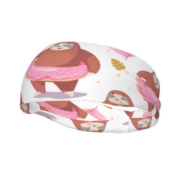 Easygdp Sloth with Donuts1 Sports Headband Non Slip Headband Unisex for Head Circumference 19.6 - 22.4 inch