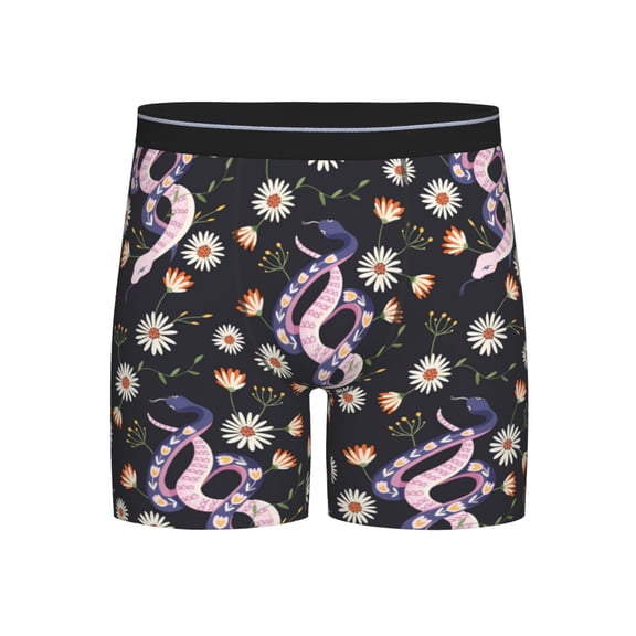 Easygdp Snake And Floral1 Men's Boxer Briefs Men’s Underwear Boxer Briefs for Men