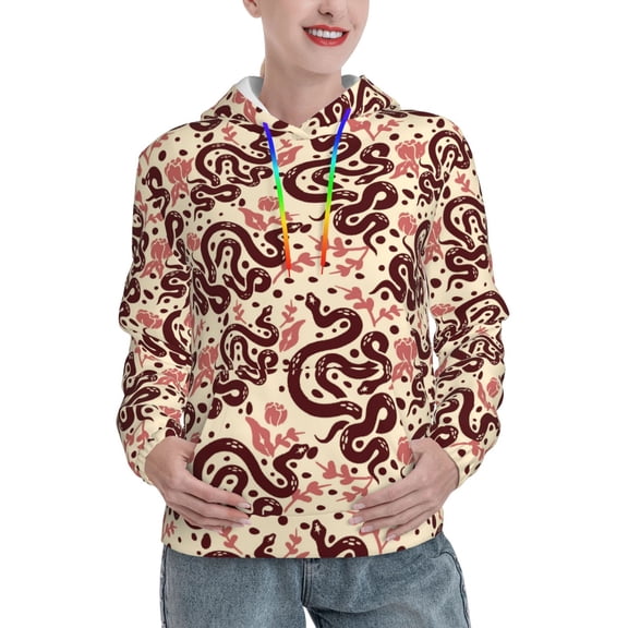 Easygdp Snake Womens Casual Hoodies Sweatshirts Long Sleeve Pullover Fall Pullover Tops Outfits Winter Clothes-Small