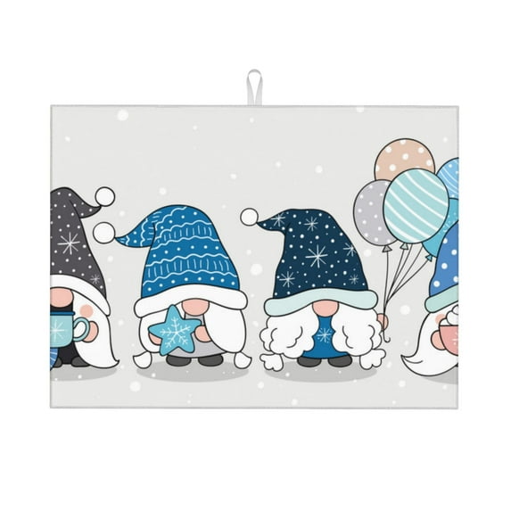 Easygdp Snow Gnome For Winter Microfiber Absorbent Dish Drying Pad,Kitchen Drying Mat,Can Be Hung, Strong Water Absorption Capacity,Quick Drying
