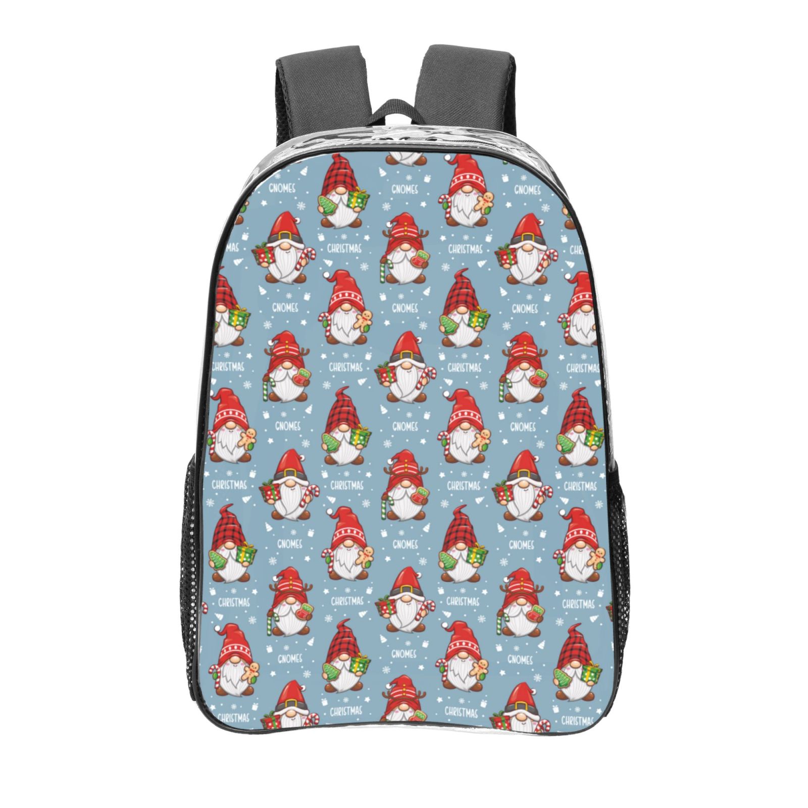 Easygdp Snowflake Christmas gnome Clear Backpack, Transparent Bookbag