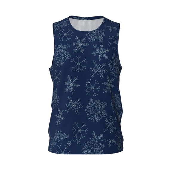 Easygdp Snowflake Dark Blue Men's Mesh Basketball Jersey Quick Drying Sleeveless Shirts Fitted Muscle Tank Tops Sport Round Neck T-Shirt - Small