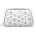 thumbnail image 1 of Easygdp Snowflake Minimalist Leather Makeup Bag Zipper Pouch Travel Cosmetic Organizer for Women and Girls, Make up Bag with Zipper, 1 of 8