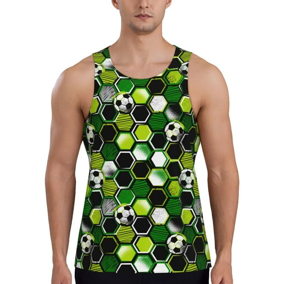 Easygdp Soccer1 Men's Tank Top, Sleeveless Muscle T Shirts, Breathable, Quick-Dry, Loose for Gym, Running, Fitness - XX-Large