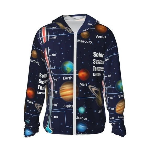 Easygdp Solar System Lightweight Long Sleeve Sun Shirt Sports long-Sleeved Sun Protective Clothing, Quick Drying Breathable - Large