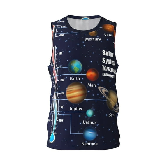 Easygdp Solar System Men's Mesh Basketball Jersey Quick Drying Sleeveless Shirts Fitted Muscle Tank Tops Sport Round Neck T-Shirt - Large