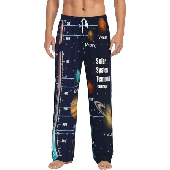 Easygdp Solar System Men's Pajama Pant, Sleep Elastic Waistband Lounge Pants - Small