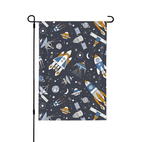 Easygdp Space Cars Garden Flag Yard Flag Welcome Flag, Double-Sided, Weather Resistant for Outdoor Decor -