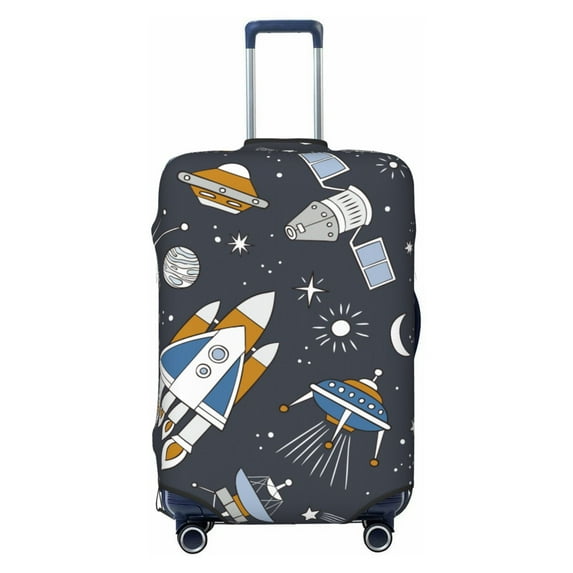 Easygdp Space Cars Print Elastic and Washable Suitcase Protective Cover with Hidden Zipper Fits 18-32 inch Luggage -Small