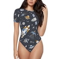 thumbnail image 1 of Easygdp Space Cars Women'S Waist-Cinching Short-Sleeved Onesie, Olastic Onesiet,Snaps At Bottom,Easy To Put On And Take Off - Medium, 1 of 9