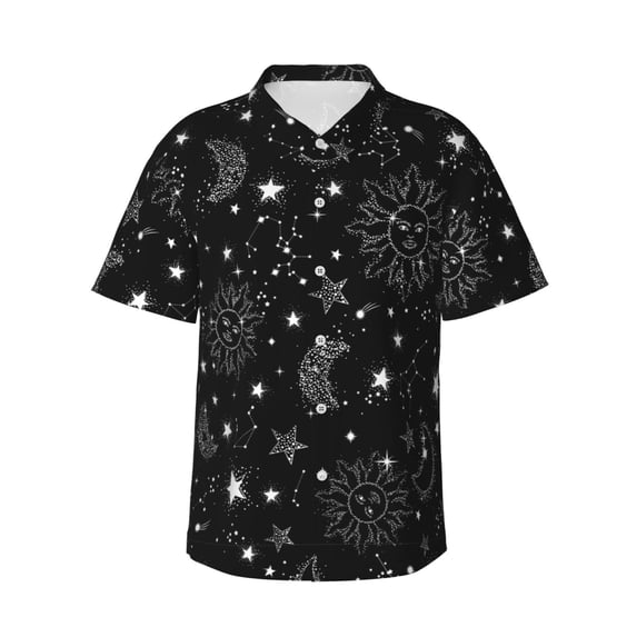 Easygdp Space Galaxy Men's Hawaiian Shirts Print Lapel Short Sleeve for Beach, vacation, party, casual occasions - X-Large
