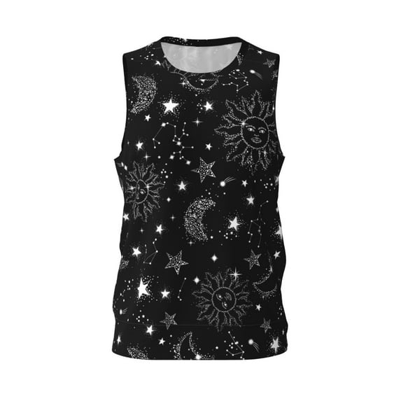 Easygdp Space Galaxy Men's Mesh Basketball Jersey Quick Drying Sleeveless Shirts Fitted Muscle Tank Tops Sport Round Neck T-Shirt - X-Large