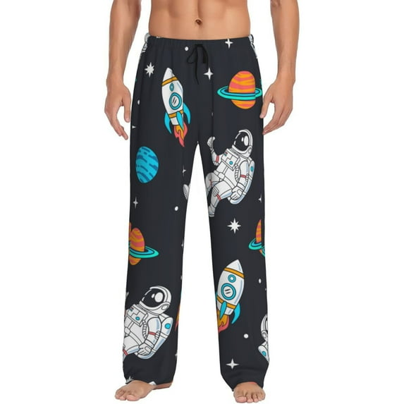 Easygdp Space Men's Pajama Pant, Sleep Elastic Waistband Lounge Pants - Medium