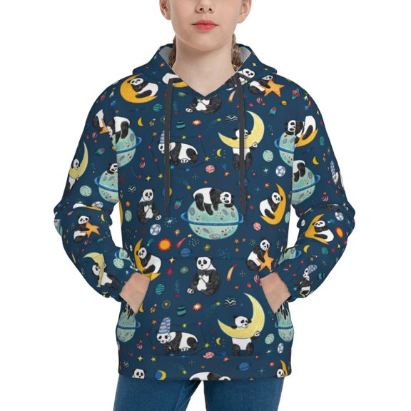 Easygdp Space Sleeping Panda Boys Hoodie Kids Sweatshirt Youth Pullover With Hood-Medium