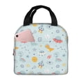 thumbnail image 1 of Easygdp Space With Dino Astronauts Premium Insulated Lunch Bag - Waterproof Oxford Cloth, Aluminum Foil Lining, Large Capacity, Front Pocket, Unisex for Work, School, Outdoor Activities, Picnics, 1 of 5