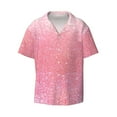 thumbnail image 1 of Easygdp Sparkly Pink Glitter Men's Casual Short-sleeved Shirt with Pocket and Button Suitable for Beach Vacation Leisure - Large, 1 of 7