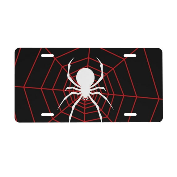Easygdp Spider On The Web License Plate Car Front License Plate Car Decoration Car Accessories Front Tag Plate Standard Size