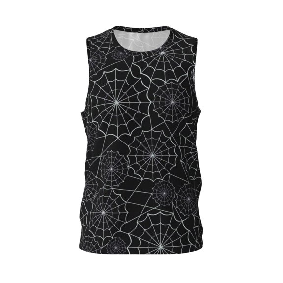 Easygdp Spider Web Black Men's Mesh Basketball Jersey Quick Drying Sleeveless Shirts Fitted Muscle Tank Tops Sport Round Neck T-Shirt - X-Large