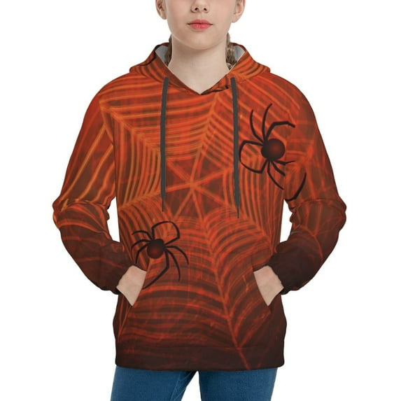 Easygdp Spider Web Boys Hoodie Kids Sweatshirt Youth Pullover With Hood-Small
