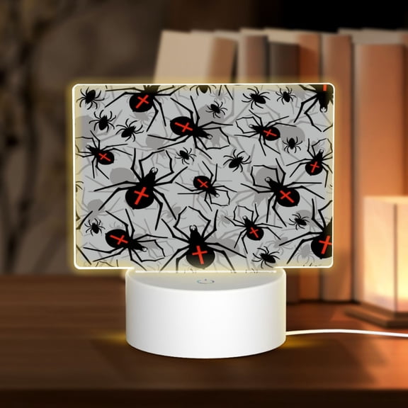 Easygdp Spiders Rectangular Acrylic Night Light Acrylic Sleep Night Light Friend Gifts for Birthday Gifts for Women Teens Boys Girls