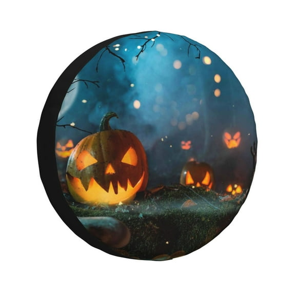 Easygdp Spooky Halloween Automobile Tire Dust Cover, 14-17in Spare Tire Cover Universal Fit for Trailer, Car, Truck, SUV, Jeep - 16 inch