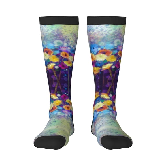 Easygdp Spring Flower Seasonal Soccer Socks Sport Knee High Socks Calf Compression Athletic Socks for Men and Women