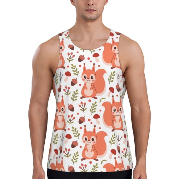 Easygdp Squirrel And Men's Tank Top, Sleeveless Muscle T Shirts, Breathable, Quick-Dry, Loose for Gym, Running, Fitness - 4X-Large