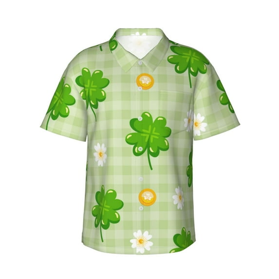 Easygdp St Patrick's Day11 Men's Hawaiian Shirts Print Lapel Short Sleeve for Beach, vacation, party, casual occasions - 3X-Large