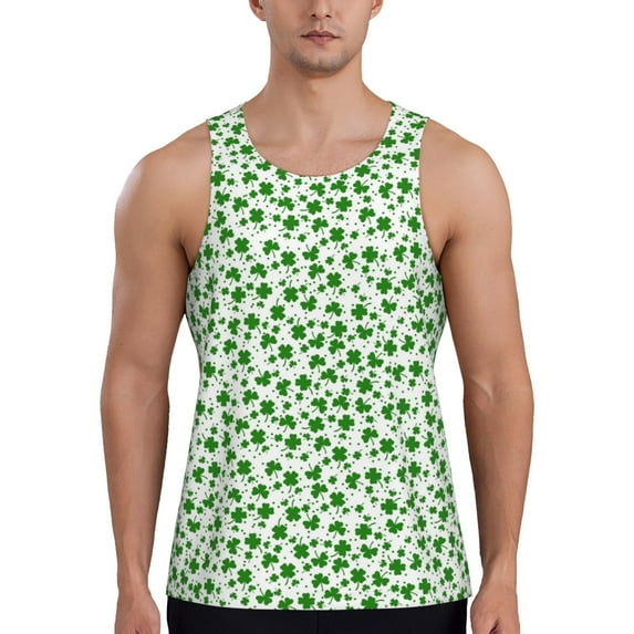 Easygdp St Patrick's Day4 Men's Tank Top, Sleeveless Muscle T Shirts, Breathable, Quick-Dry, Loose for Gym, Running, Fitness - 3X-Large