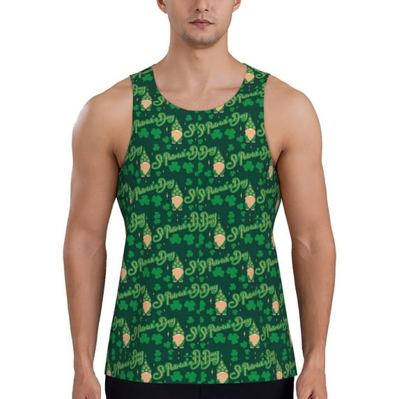 Easygdp St Patrick's Day9 Men's Tank Top, Sleeveless Muscle T Shirts, Breathable, Quick-Dry, Loose for Gym, Running, Fitness - 4X-Large