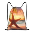 thumbnail image 1 of Easygdp Starfish Sunset Sea Beach Drawstring Backpack, Beach Sackpack, Travel Sackpack Lightweight for Sports, Gym, Travel, Swimming - Medium, 1 of 9