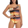 thumbnail image 1 of Easygdp Starfish Sunset Sea Beach Women's One Shoulder Ruffle Monokini Bathing Suits with Removable Chest Pad, Quick Drying - XX-Large, 1 of 8