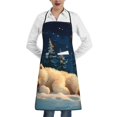 thumbnail image 1 of Easygdp Starry Sky Sleep White Bear Apron Waterdrop Resistant with 2 Pockets,Oil Resistant Cooking Kitchen Chef Apron for Women Men, 1 of 7