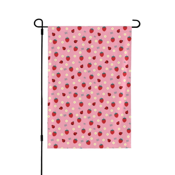 Easygdp Strawberry and Ladybugs Garden Flag Yard Flag Welcome Flag, Double-Sided, Weather Resistant for Outdoor Decor - 28"x40"