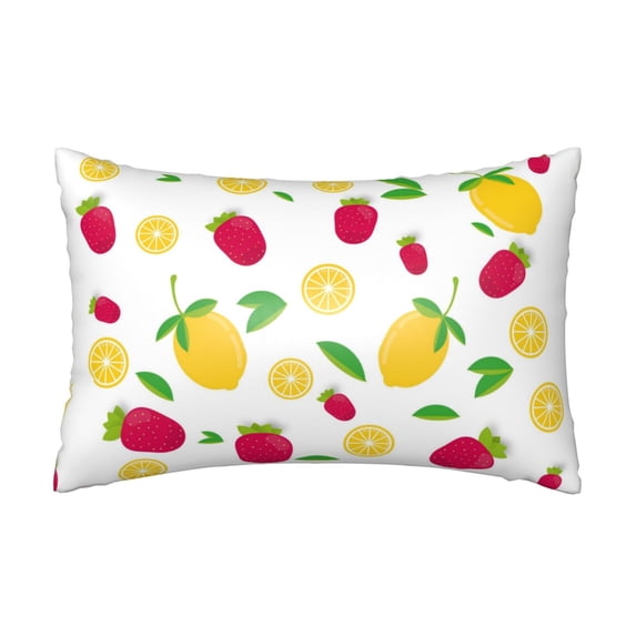 Easygdp Strawberry and Lemon Pillowcase 20×30 inches, Throw Pillowcase with Invisible Zipper for Bedroom, Sofa, Office