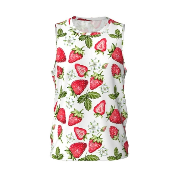 Easygdp Strawberry1 Men's Mesh Basketball Jersey Quick Drying Sleeveless Shirts Fitted Muscle Tank Tops Sport Round Neck T-Shirt - Medium