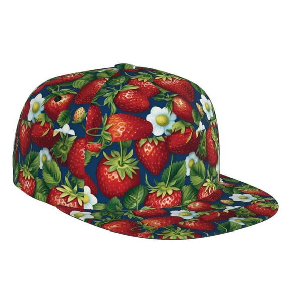Easygdp Strawberry2 Baseball Cap with Adjustable Flat Suitable for Head Circumference 22.4-23.6 in