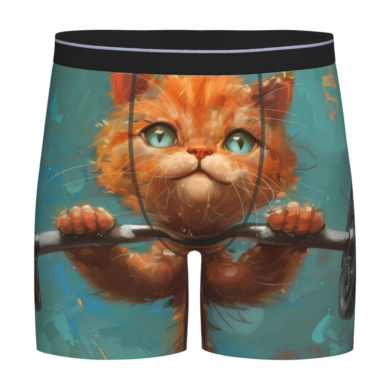 Easygdp Strong Kitten Lifting Weights Men's Boxer Briefs Men’s