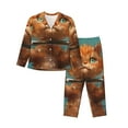 thumbnail image 1 of Easygdp Strong Kitten Lifting Weights Women's Long-Sleeve Shirt and Full-Length Bottom Pajama Set,Two Piece Loungewear Soft Pajama Top and Pants Pjs Sleepwear-Medium, 1 of 7