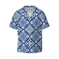 thumbnail image 1 of Easygdp Stylized Flowers Vintage Boho Men's Casual Short-sleeved Shirt with Pocket and Button Suitable for Beach Vacation Leisure - Medium, 1 of 7