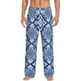 thumbnail image 1 of Easygdp Stylized Flowers Vintage Boho Men's Pajama Pant, Sleep Elastic Waistband Lounge Pants - Medium, 1 of 9