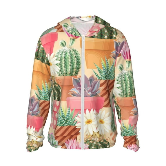Easygdp Succulent And Cactus Lightweight Long Sleeve Sun Shirt Sports long-Sleeved Sun Protective Clothing, Quick Drying Breathable - Large
