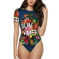 thumbnail image 1 of Easygdp Summer Birds And Flowers Women'S Waist-Cinching Short-Sleeved Onesie, Olastic Onesiet,Snaps At Bottom,Easy To Put On And Take Off - Xx-Large, 1 of 9