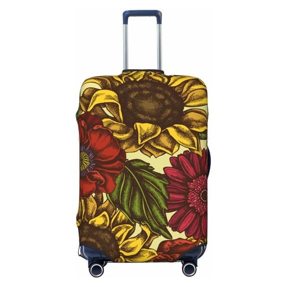 Easygdp Sunflower Print Elastic and Washable Suitcase Protective Cover with Hidden Zipper Fits 18-32 inch Luggage -Small